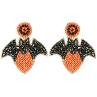 HALLOWEEN BAT ON HEART POST EARRINGS