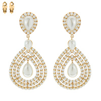 2-TIER OPEN TEARDROP DANGLE AND DROP CLIP ON EARRINGS