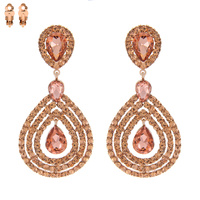 TEARDROP OUTLINE STONE CLIP EARRING