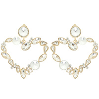 CRYSTAL OPEN HEART DROP CLIP EARRINGS