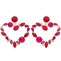 CRYSTAL OPEN HEART DROP CLIP EARRINGS