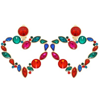 CRYSTAL OPEN HEART DROP CLIP EARRINGS