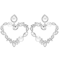 CRYSTAL OPEN HEART DROP CLIP EARRINGS