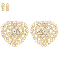 FILIGREE HEART SHAPED CLIP-ON EARRINGS