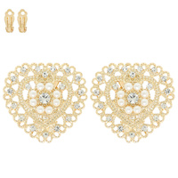 FILIGREE HEART SHAPED CLIP-ON EARRINGS