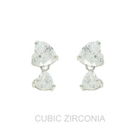 CUBIC ZIRCONIA HEART SHAPED STUD EARRINGS