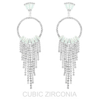 CUBIC ZIRCONIA BAGUETTE CHANDELIER EARRINGS