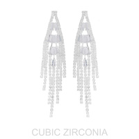 BAGUETTE CUT CZ TASSEL EARRINGS