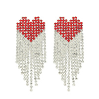 VALENTINE'S DAY HEART RHINESTONE TASSEL EARRINGS