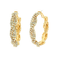 RHINESTONE PAVE CROSSOVER HOOP EARRINGS