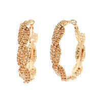 RHINESTONE PAVE CROSSOVER HOOP EARRINGS