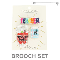 3 PK TEACHER THEME ASSORTED BROOCH PIN SET