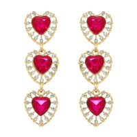 CRYSTAL HEART RHINESTONE HALO POST EARRINGS