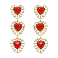 CRYSTAL HEART RHINESTONE HALO POST EARRINGS