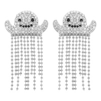 HALLOWEEN GHOST RHINESTONE TASSEL EARRINGS