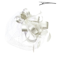 LOOPY SATIN BOW W/FEATHER FASCINATOR