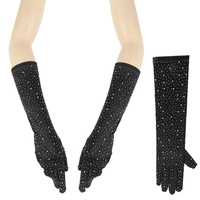 ELEGANT PARTY RHINESTONE LONG SATIN OPERA GLOVES