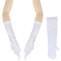 ELEGANT PARTY RHINESTONE LONG SATIN OPERA GLOVES