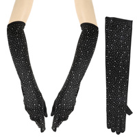 ELEGANT PARTY RHINESTONE LONG SATIN OPERA GLOVES