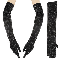 ELEGANT PARTY RHINESTONE LONG SATIN OPERA GLOVES