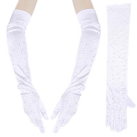 ELEGANT PARTY RHINESTONE LONG SATIN OPERA GLOVES