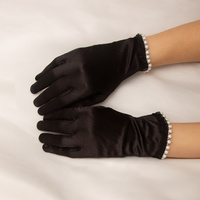 BRIDAL PEARL TRIM SATIN GLOVES