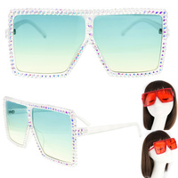 SPARKLING RHINESTONE LARGE SQUARE OVERSIZED SUNGLASSES