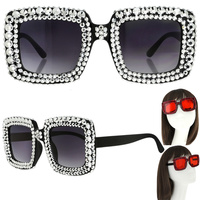 SPARKLING RHINESTONE SQUARE SUNGLASSES