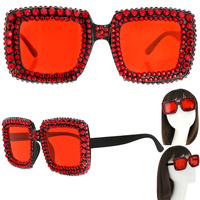 SPARKLING RHINESTONE SQUARE SUNGLASSES