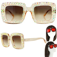 SPARKLING RHINESTONE SQUARE SUNGLASSES