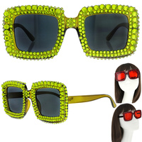 SPARKLING RHINESTONE SQUARE SUNGLASSES