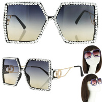 SPARKLING RHINESTONE SQUARE SUNGLASSES