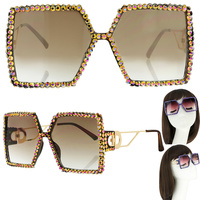 SPARKLING RHINESTONE SQUARE SUNGLASSES