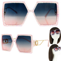 SPARKLING RHINESTONE SQUARE SUNGLASSES