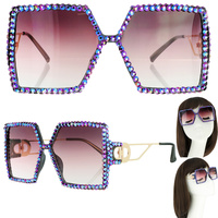 SPARKLING RHINESTONE SQUARE SUNGLASSES