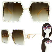 SPARKLING RHINESTONE SQUARE SUNGLASSES