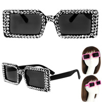 SPARKING RHINESTONE VINTAGE  RECTANGLE SUNGLASSES