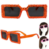 SPARKING RHINESTONE VINTAGE  RECTANGLE SUNGLASSES