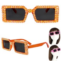 SPARKING RHINESTONE VINTAGE  RECTANGLE SUNGLASSES