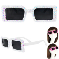 SPARKING RHINESTONE VINTAGE  RECTANGLE SUNGLASSES