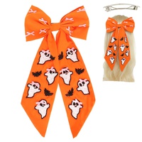 HALLOWEEN THEME GHOST BOW BARRETTE HAIR CLIP