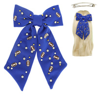 FOOTBALL THEME BOW BARRETTE HAIR CLIP
