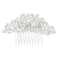 RHINESTONE EMBELLISHED FLORAL BRIDAL HAIR COMB