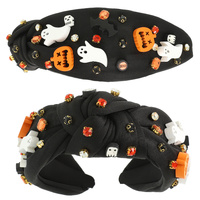 HALLOWEEN THEME JEWELED TOP KNOTTED HEADBAND