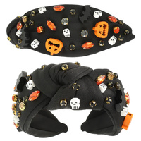 HALLOWEEN THEME JEWELED TOP KNOTTED HEADBAND