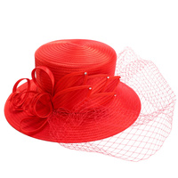 RHINESTONE BOW NETTED PAPER BRAID HAT