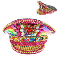 FASHION RAINBOW SEQUINS CAPTAIN HAT