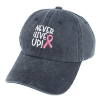 NEVER GIVE UP EMBROIDERED BASEBALL CAP