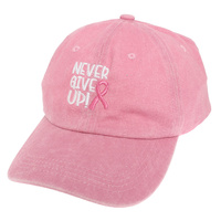 NEVER GIVE UP EMBROIDERED BASEBALL CAP