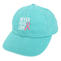 NEVER GIVE UP EMBROIDERED BASEBALL CAP
